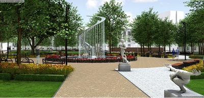 wizualizacja koncepcji zagospodarowania placu wałowego w Gdańsku